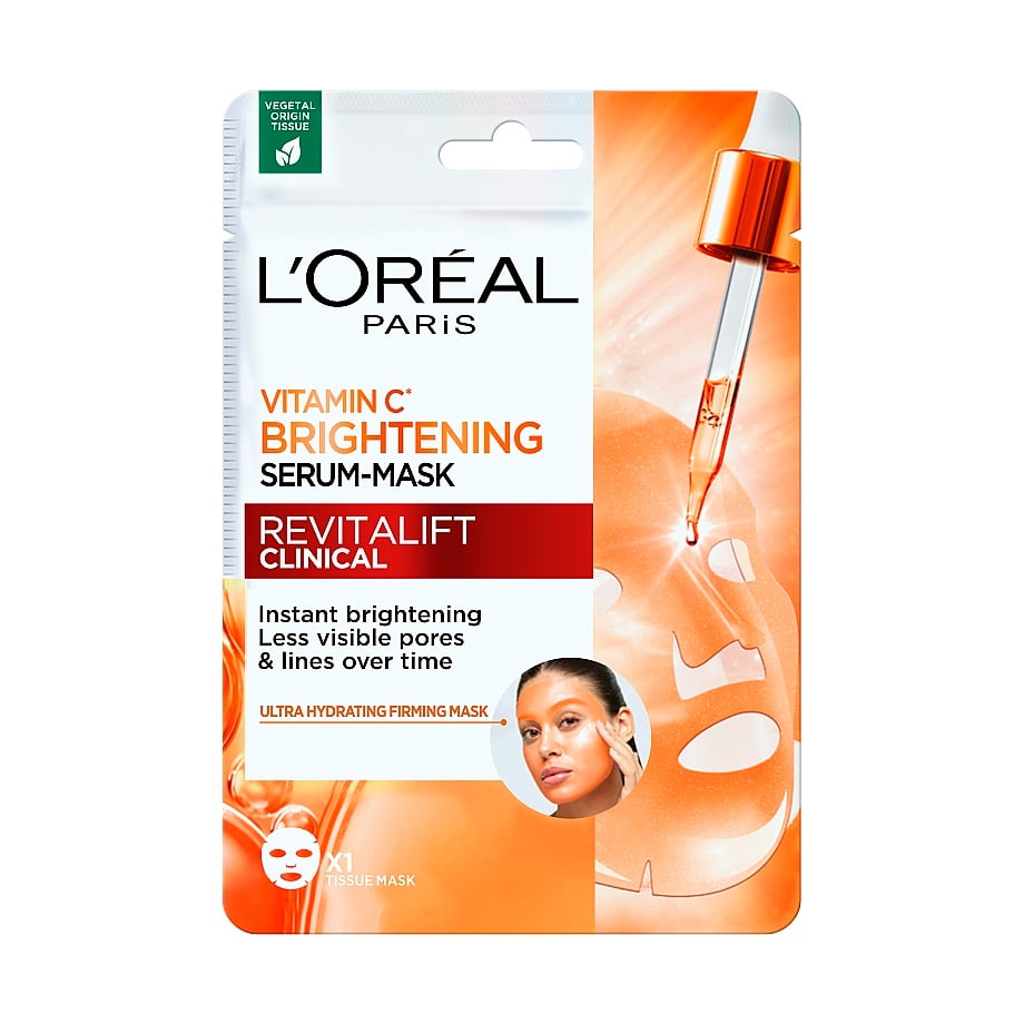 Уцінка! Тканинна маска для надання сяяння шкірі обличчя L'Oreal Paris Revitalift Clinical, 26 г